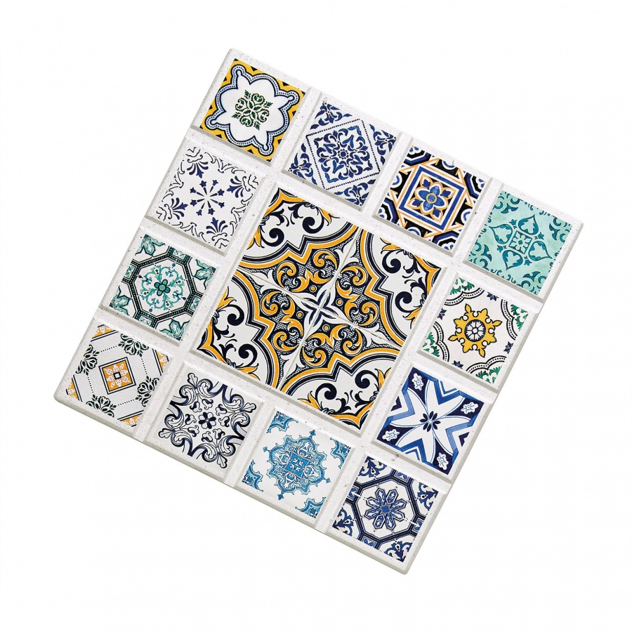 Podkładka pod gorące naczynia, ceramika/korek, 20 x 20 cm, romb