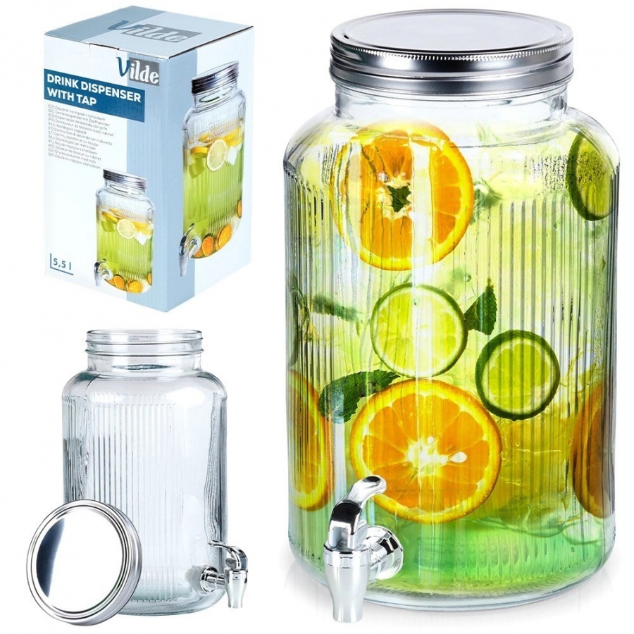 Słój do napojów z kranikiem szklany 6,2 l