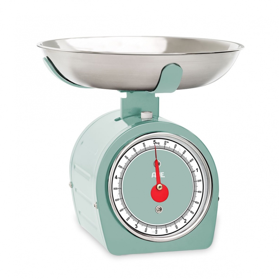 Mechaniczna waga kuchenna z miską, do 5 kg, miętowa