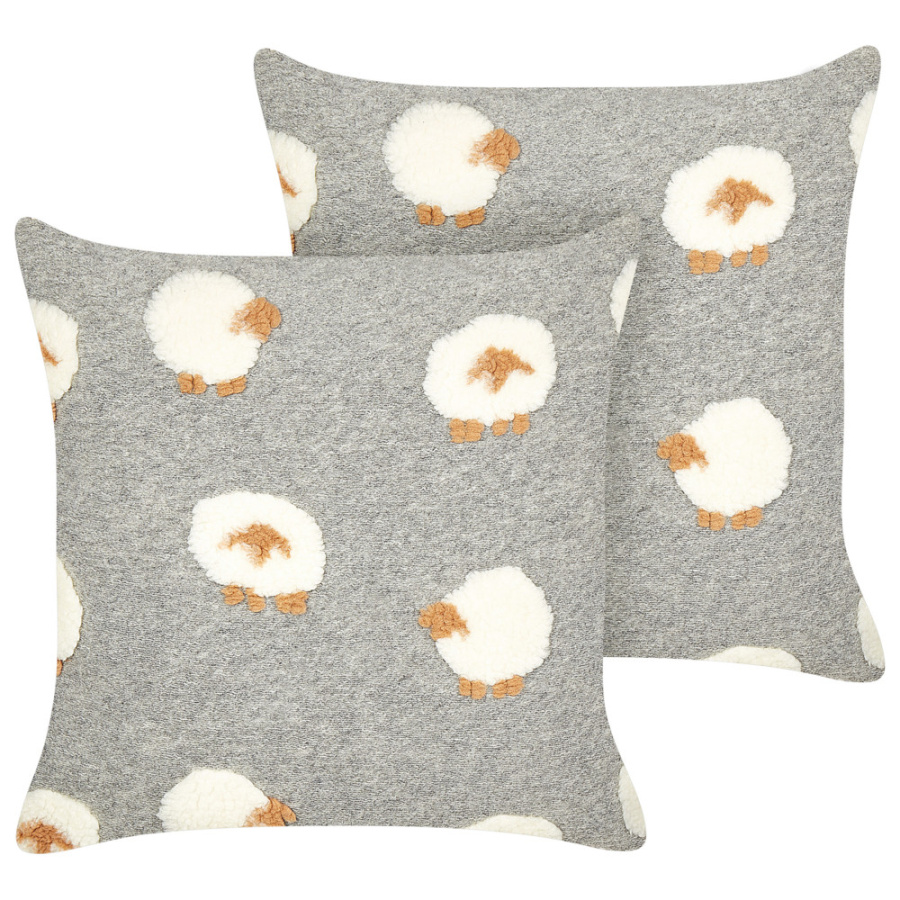 Zestaw 2 poduszek wzór zwierzęcy einadia 45 x 45 cm szary