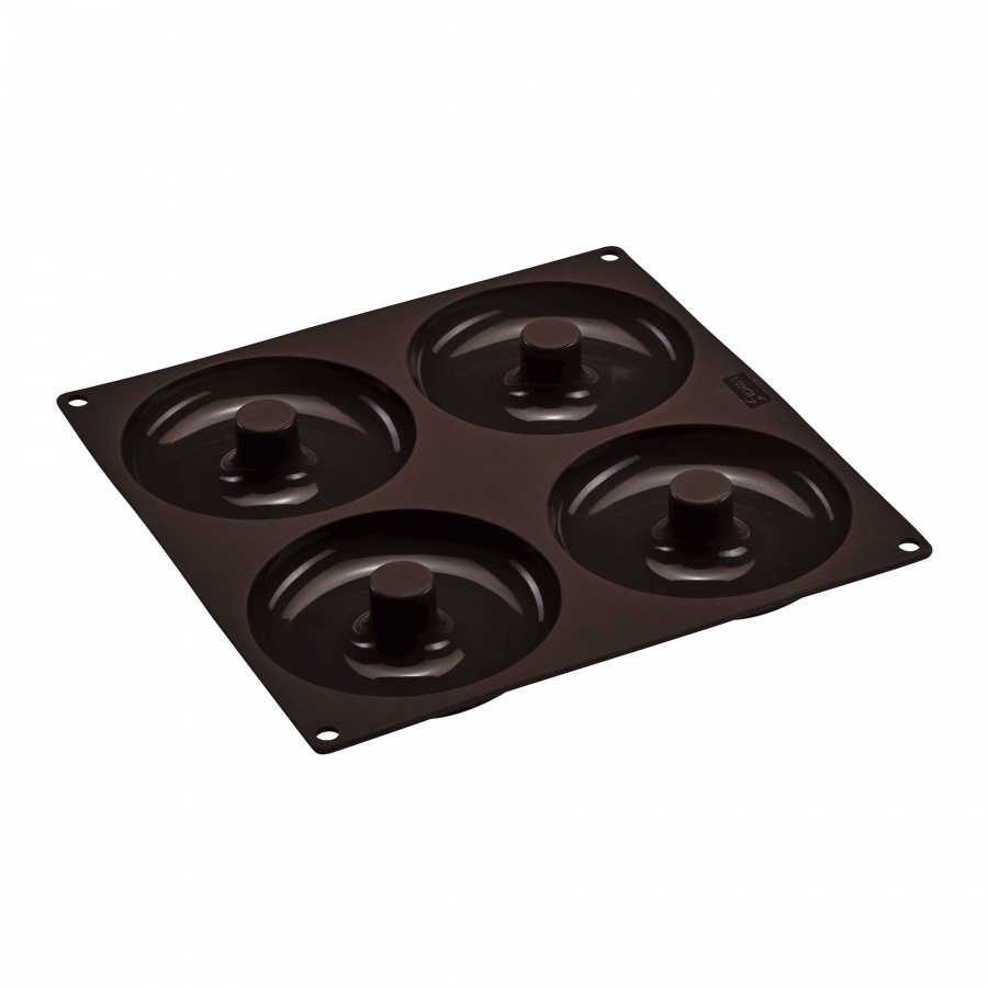 Forma silikonowa na 4 ciastka z dziurką 26x26cm Lurch brązowa