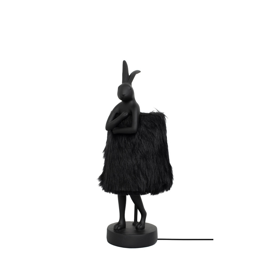 Kare lampa stołowa rabbit fur 50 cm czarna / złota