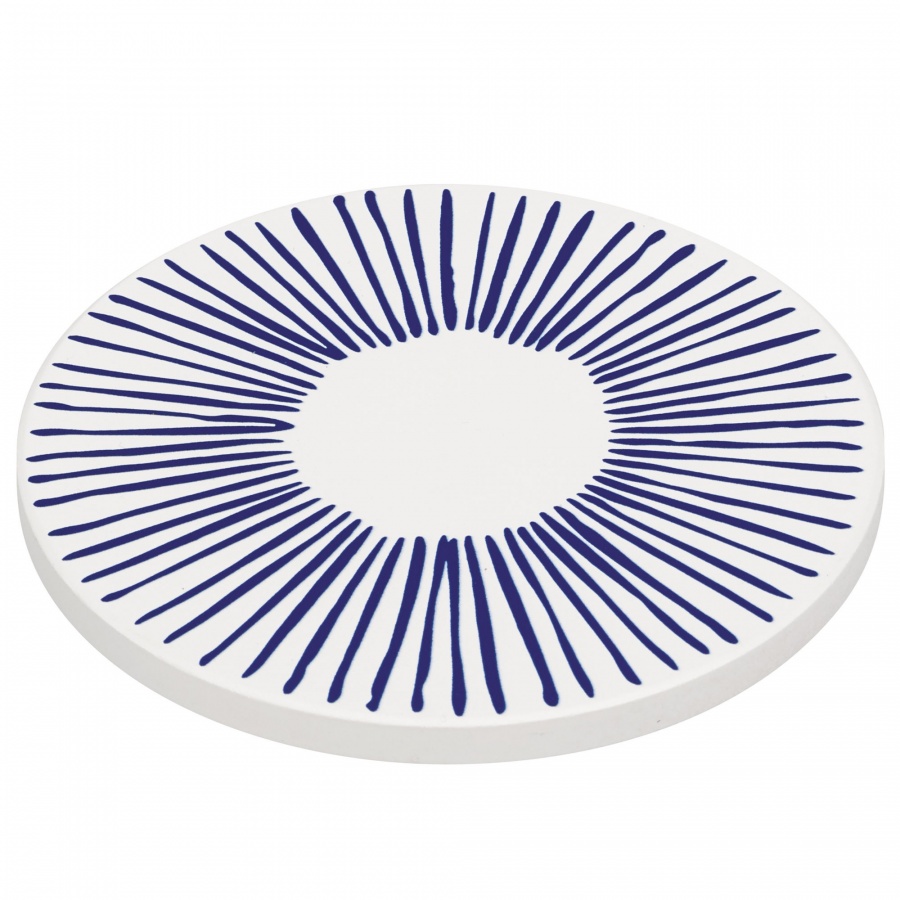 Podkładka pod szklankę, ceramika/korek, śred. 11 cm, kreski