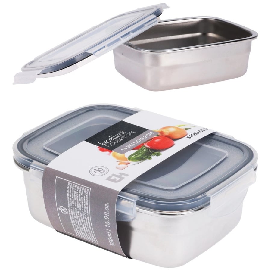 Pojemnik na żywność stalowy z pokrywką i uszczelką 500 ml