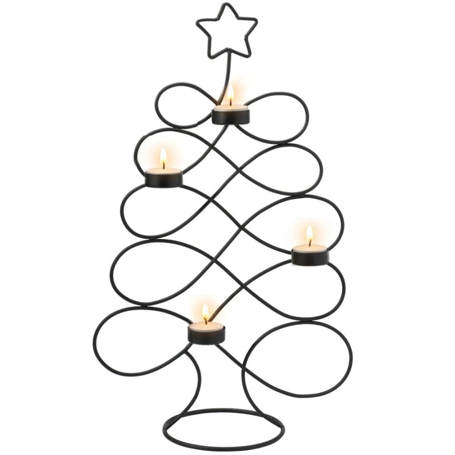 Świecznik metalowy czarny choinka 49 cm