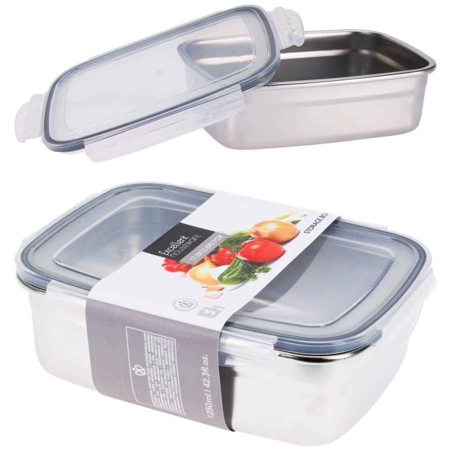 Pojemnik na żywność stalowy z pokrywką i uszczelką 1,25 l