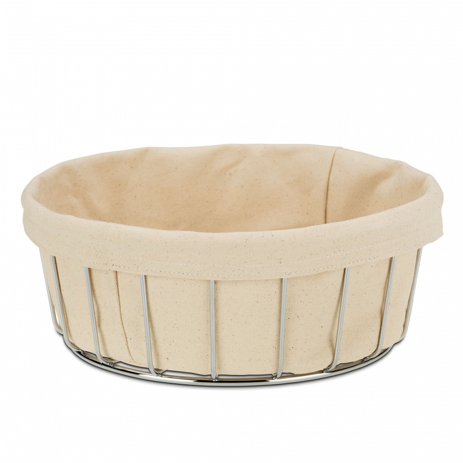 Kosz na pieczywo, metal/bawełna, śred. 26,5 x 10 cm