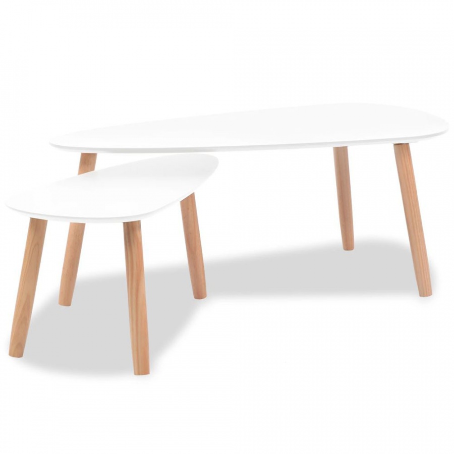 Zestaw stolików kawowych 2 szt. biały lite drewno sosnowe