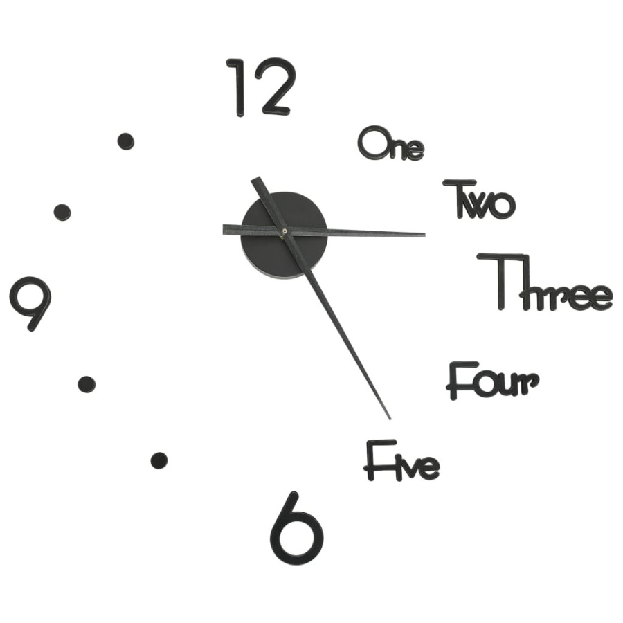 Zegar ścienny 3D, nowoczesny design, czarny, 100 cm, XXL