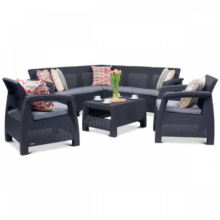 Narożnik na taras Corfu Relax DUO set : Kolor - grafit/szary