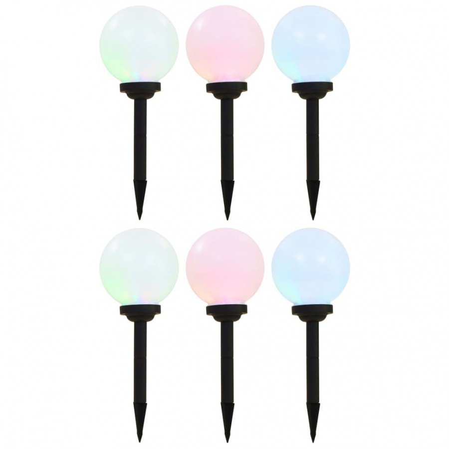 Lampy solarne do ogrodu, 6 szt., LED, kuliste, 20 cm, RGB