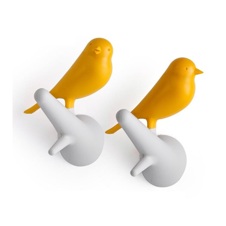 Wieszaki Ptaki biały/żółty 10067WH-YW
