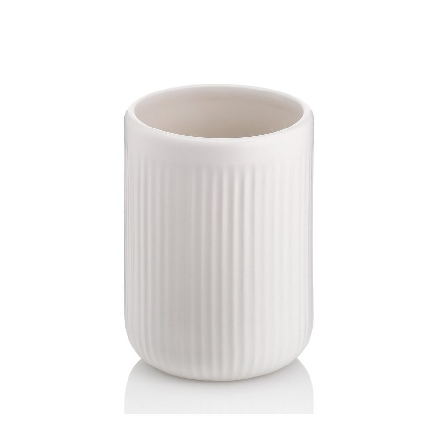 Kubek na szczoteczki do zębów, ceramika, śred. 7,5 x 10 cm, biały