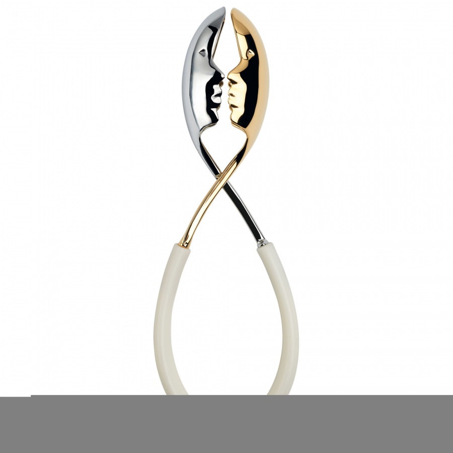 Molla kiss szczypce do sałatek - białe ze złotem 24 karaty