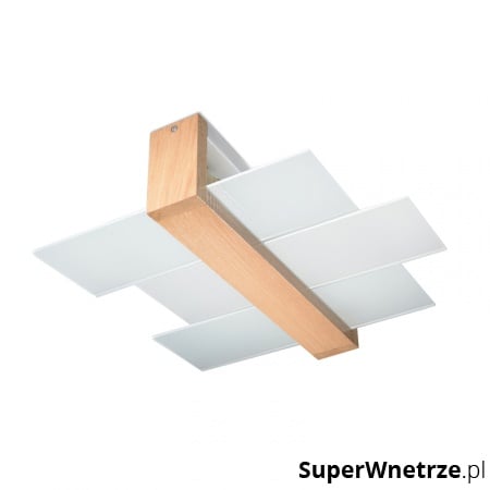 Plafon 43x43cm Sollux Lighting Feniks 2 naturalne drewno