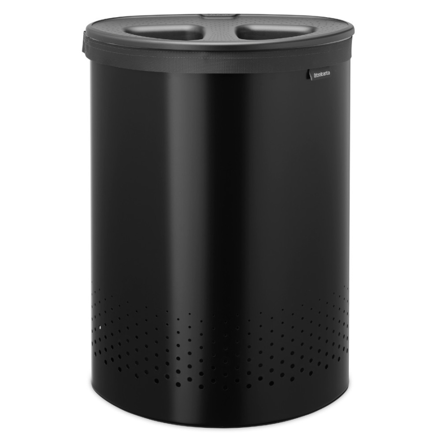 Brabantia 242366 - selector - stalowy kosz na bieliznę do segregacji 55 l - matt black / dark grey