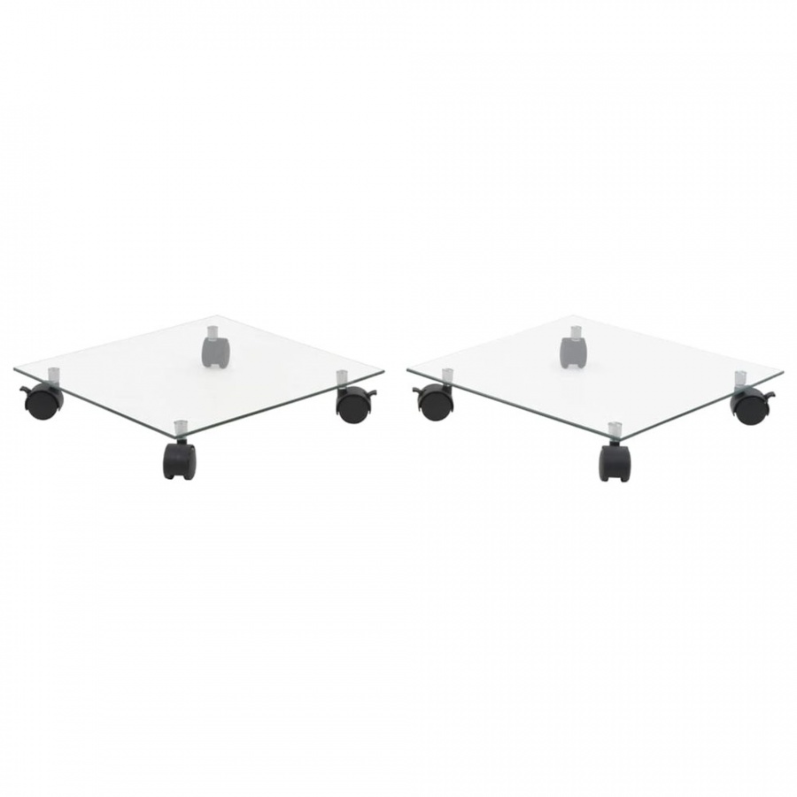 Stojaki na kwiaty, na kółkach, 2 szt., szkło, 35x35 cm, kwadrat