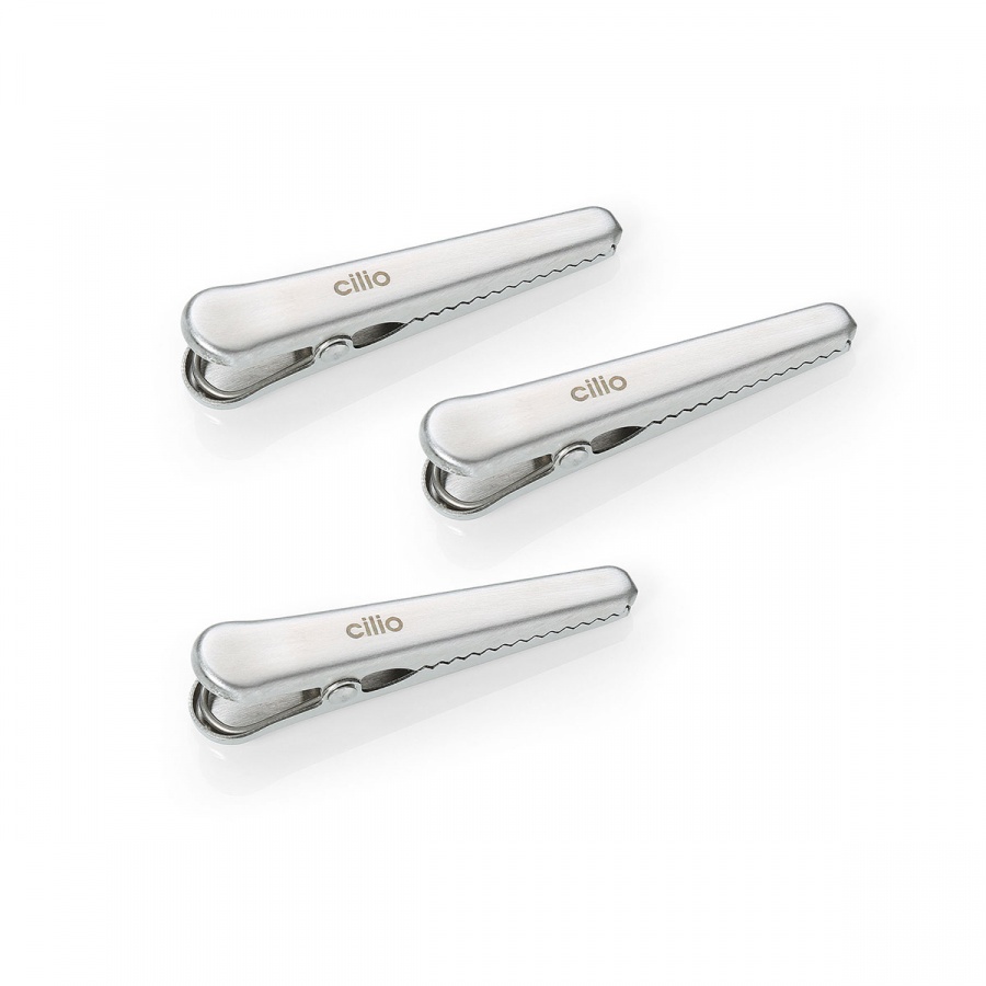 klipsy do torebek, 3 szt., stal nierdzewna, 8 cm