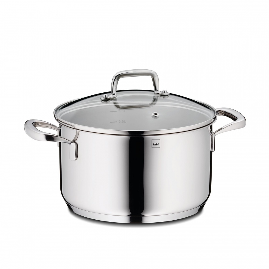 garnek z pokrywką, stal nierdzewna/szkło, 3,2 l, śred. 20 x 12 cm