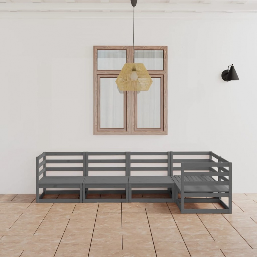 5-cz. zestaw mebli wypoczynkowych do ogrodu, szary, sosnowy