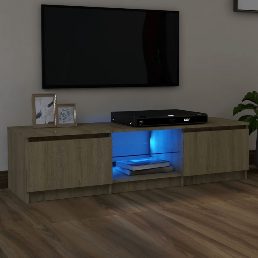 Szafka pod tv, z led, dąb sonoma, 140 x 40 x 35,5 cm