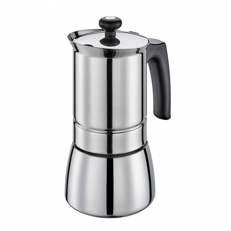 Kafeteria stalowa, śred. 10 x 20 cm, 6 filiżanek, metaliczna