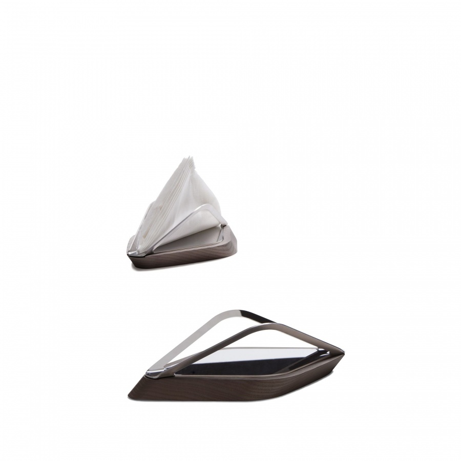 Trattoria stojak (łódka) na ręczniki papierowe. ciemne drewno