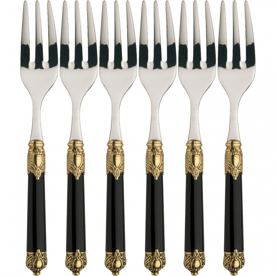 Rinascimento gold black zestaw 6 widelczyków do ciasta