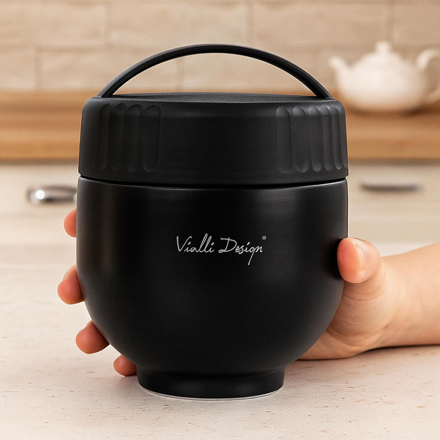 Termos z pojemnikiem i łyżką fuori 680 ml czarny 30299