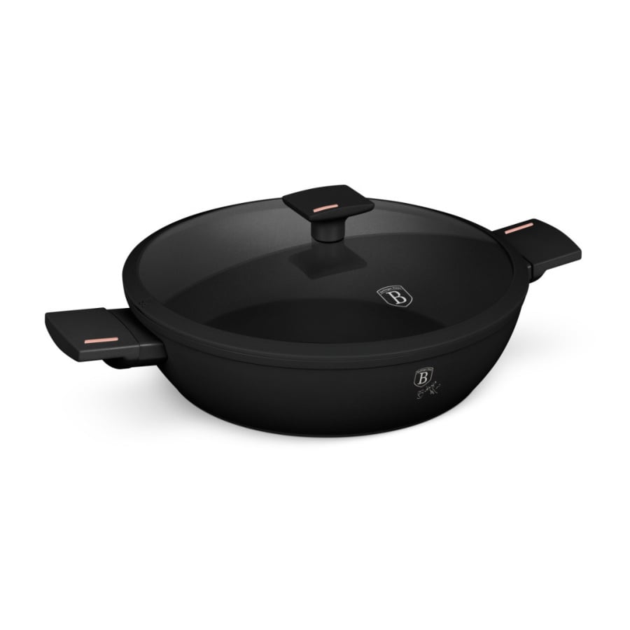 Patelnia Wok z pokrywką 30cm BerlingerHaus Monaco / Black Rose Collection BH-8278