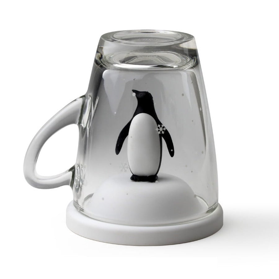 Kubek z pokrywką Pingwin biało/czarny 10432-WH-BK