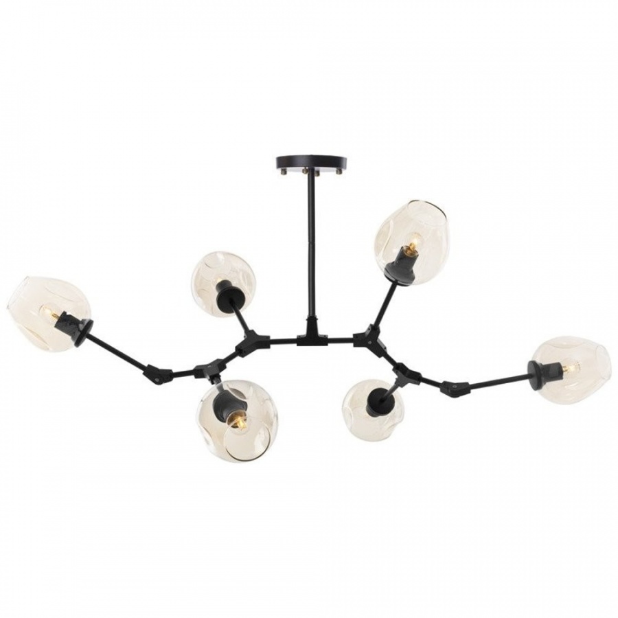 Lampa wisząca modern orchid-6 bursztynowo czarna 130 cm