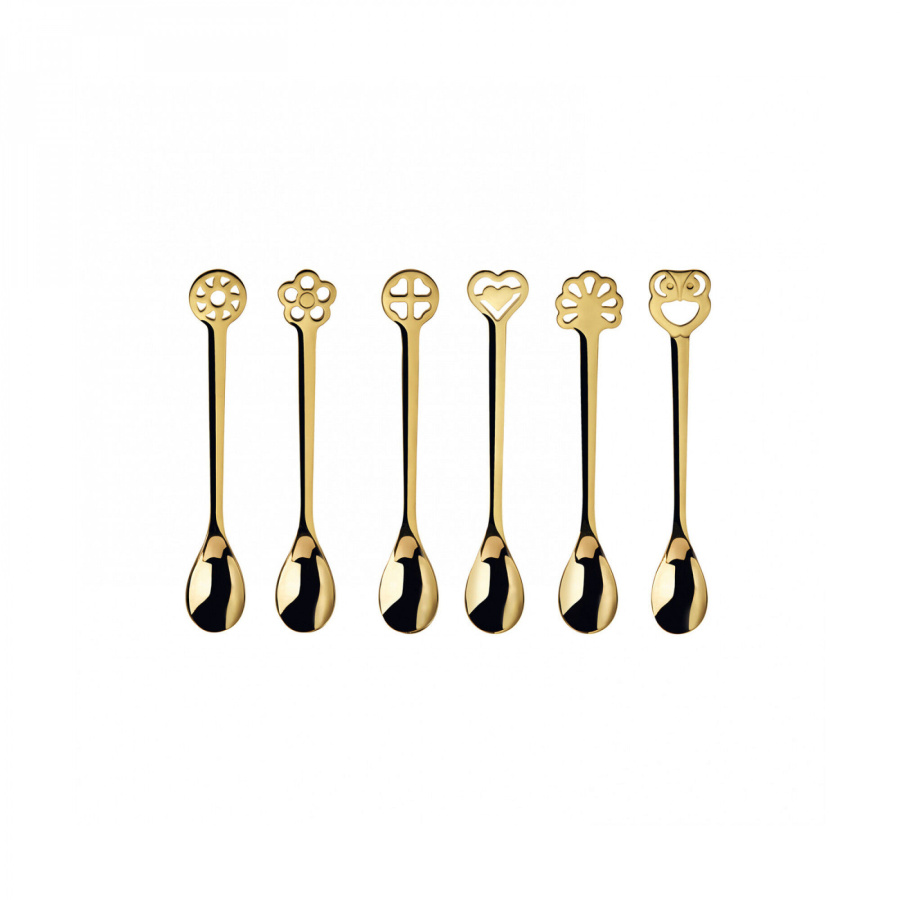 Porta fortuna gold pvd - 6 łyżeczek
