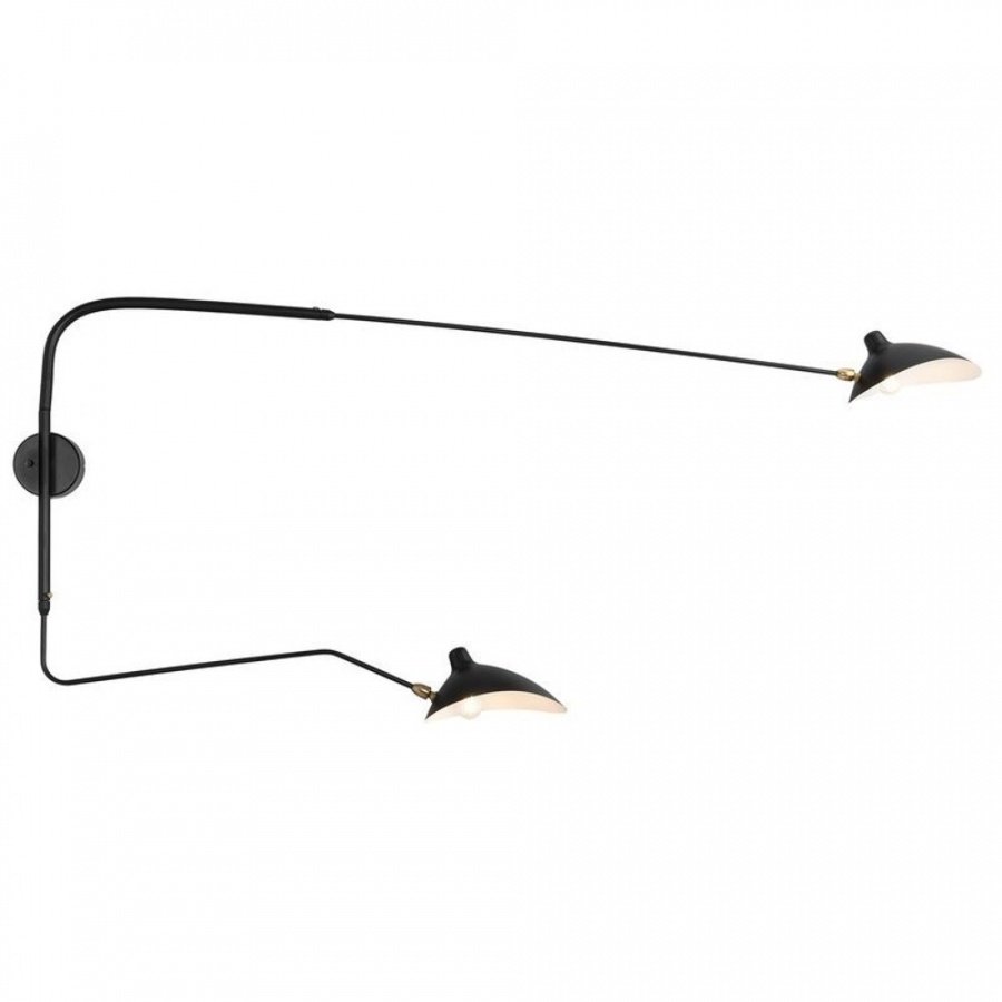Lampa ścienna crane-2w czarna 175 cm