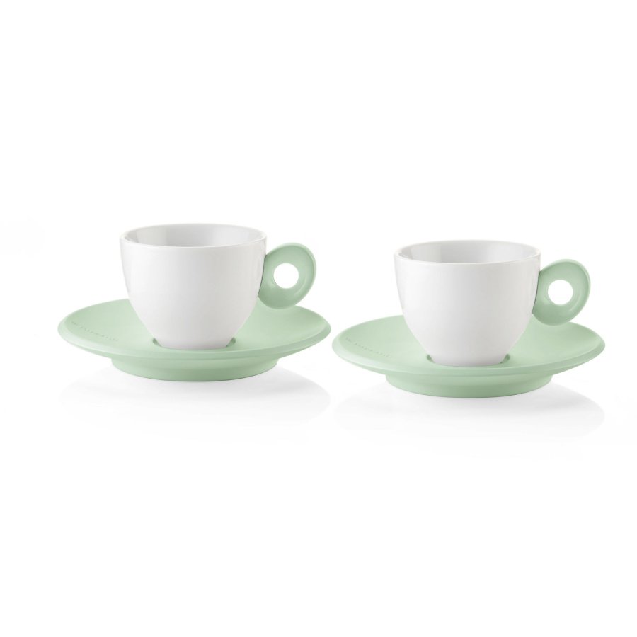 Zestaw 2 filiżanek do espresso ze spodkami - pistacjowe