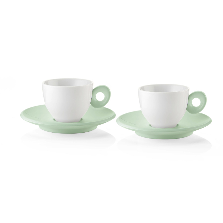 Zestaw 2 filiżanek do espresso ze spodkami - pistacjowe