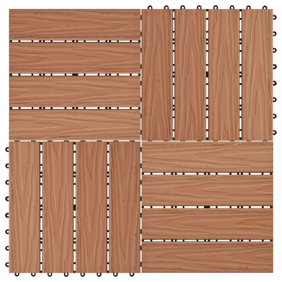 Płytki tarasowe tłoczone, WPC, 11 szt, 30x30cm, 1m², jasny brąz