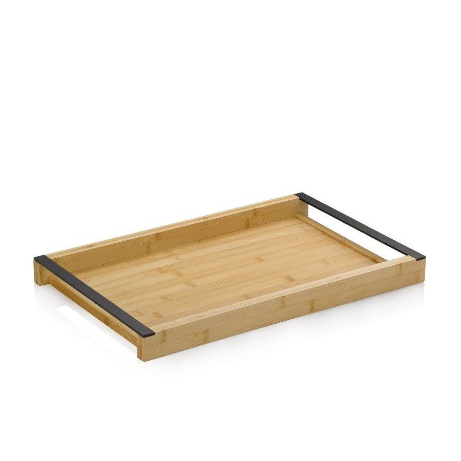 Taca do serwowania, bambus/metal, 54 x 34,5 x 4,5 cm