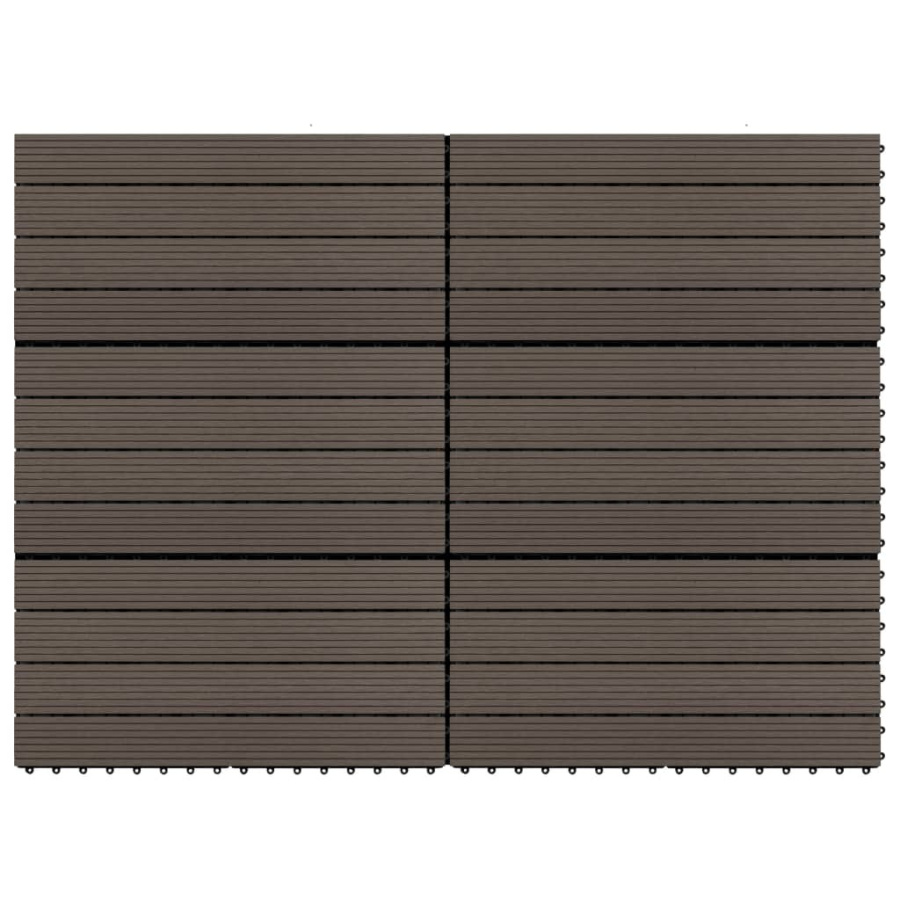 Płytki tarasowe, 6 szt., wpc, 60x30 cm, 1,08 m², ciemny brąz