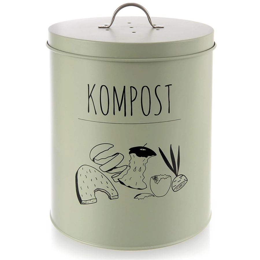 Kompostownik kuchenny z filtrem węglowym metalowy zielony GREENISH 8 l