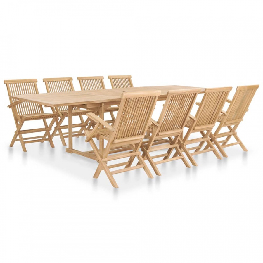 9-cz. zestaw mebli do ogrodu, 180-280x100x75 cm, drewno tekowe