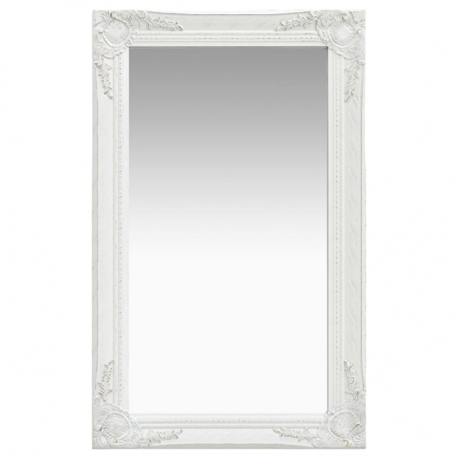 Lustro ścienne w stylu barokowym, 50x80 cm, białe