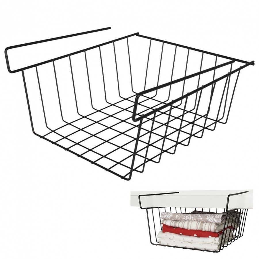 Kosz koszyk podwieszany pod półkę organizer czarny metalowy loft 27,5 cm