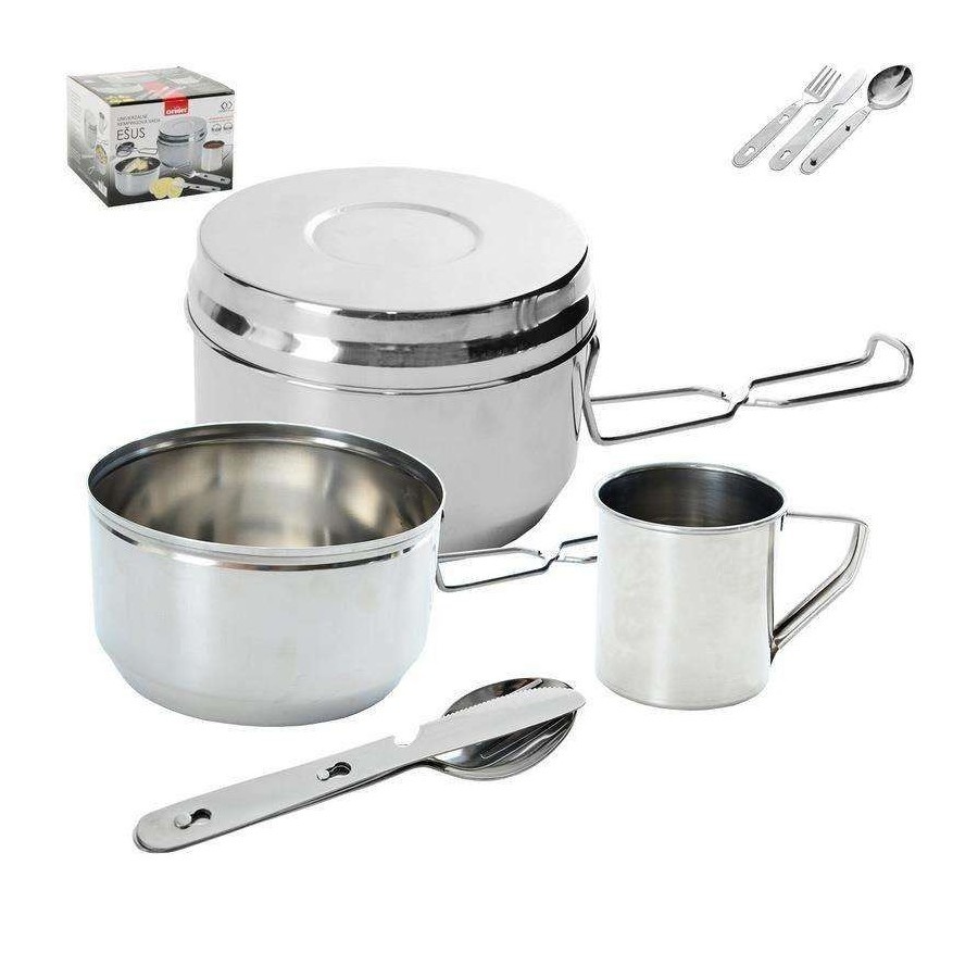 Menażka turystyczna harcerska, wojskowa, stalowa, 7el.