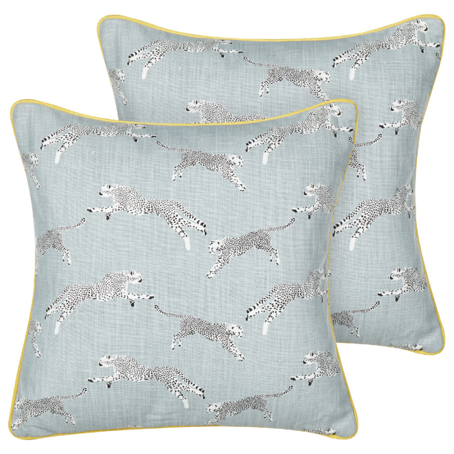 Zestaw 2 poduszek wzór zwierzęcy arales bawełna 45 x 45 cm jasnoszary