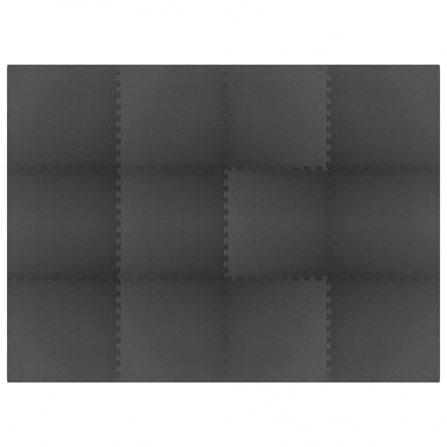 Maty podłogowe, 12 szt., 4,32 ㎡, pianka EVA, czarne