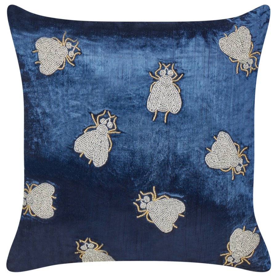 Poduszka dekoracyjna wzór zwierzęcy pentas welur 45 x 45 cm granatowy