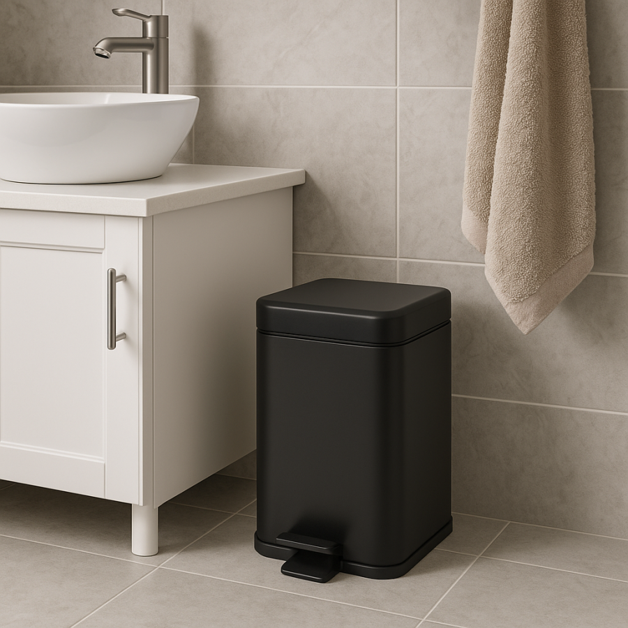 Kosz na śmieci 3L czarny kwadratowy