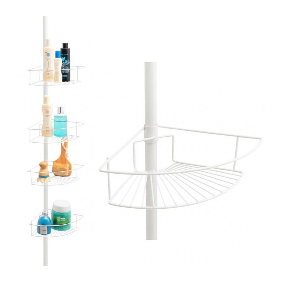 Półka narożna teleskopowa łazienkowa XL biała 4 poziomy - Yoka