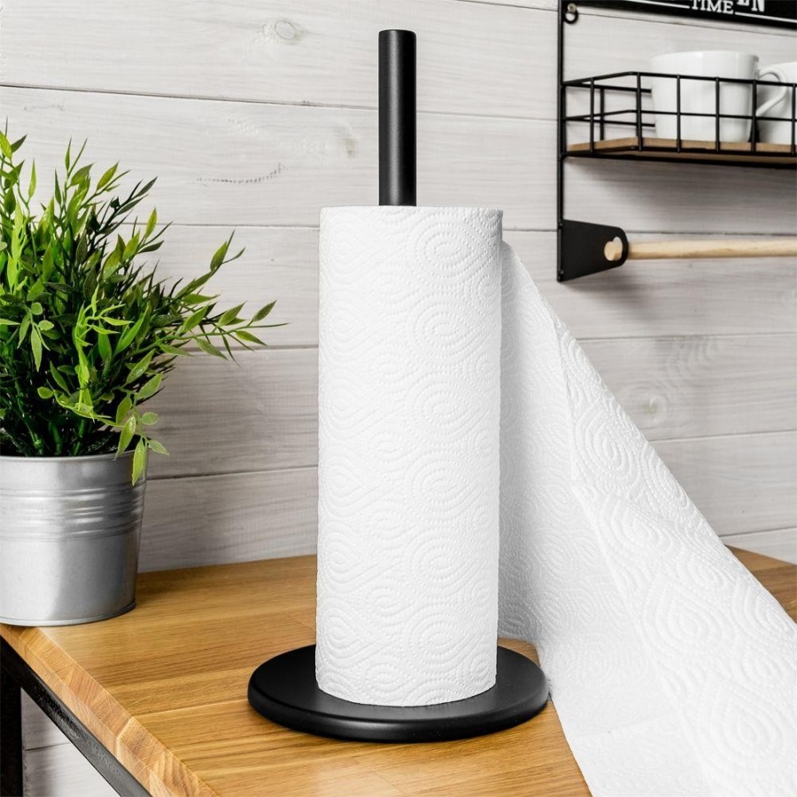 Stojak kuchenny, metalowy, czarny, na ręczniki papierowe, papier, uchwyt na ręcznik papierowy